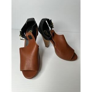 Candie’s Brown And Black Open Toe Cone Heels Womens 6.5